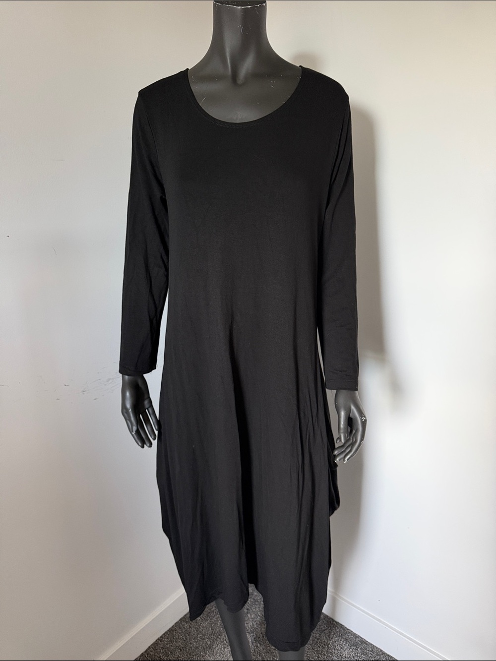 Bryn Walker Black Draped Lagenlook Maxi Dress Size Medium